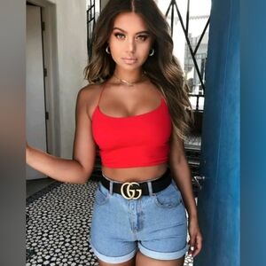 🏷 Negotiable - Red Strappy Crop Top